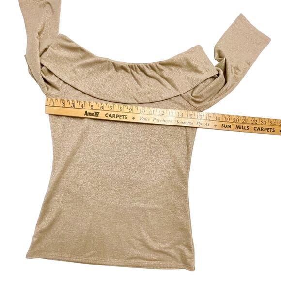 WHBM Off-the-Shoulder Gold Metallic Shimmer Top Size Small β¨ππ« - Picture 11 of 13